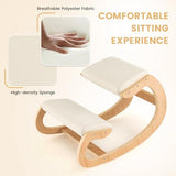 FIREFLOWERY Ergonomic Kneeling Chair, Wooden Posture Chair W/Extra Padding for Back Neck Pain Relief & Improving Posture, Rocking Meditation Stool W/Knee Support for Home Office (Beige) FIREFLOWERY