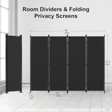 Kecreque Room Divider 4 Panel Partition Room Dividers & Folding Privacy Screens w/ 3 Metal Feet 6FT Portable Wall Doubles as a Dressing Screen Portable Wall for Office Kitchen Children's Room,Black Kecreque