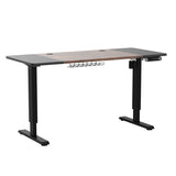 Jceet Adjustable Height Electric Standing Desk, 55 x 24 Inch Sit Stand Computer Desk with Lockable Casters, Stand Up Desk Table for Home Office, Black Frame/Rustic Brown + Black Top Jceet