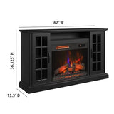 duraflame® Electric Fireplace Media Mantel for TVs up to 65 inches and Farmhouse Storage Cabinets, Black Embossed Ash Duraflame