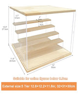 AZEYN Clear Acrylic Display Case with Light , 5 Tier Display Box Stand Assembly Dustproof Protection Showcase for Collectibles Action Figures Mini Decorations (12.6×12.2×11.8in; 32×31×30cm) AZEYN