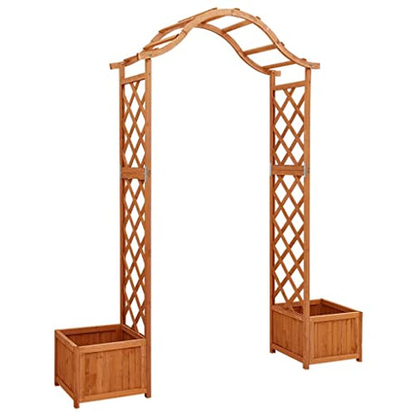 vidaXL Solid Firwood Garden Pergola with Planter Home Lawn Backyard Outdoor Patio Terrace Wooden Entryway Flower Planter Arbor Arch vidaXL