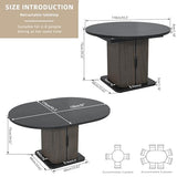 Extendable Black Round Conference Table for 4-8 People, 43in-59in Modern Oval Meeting Room Table with Storage, Fluted Wood Slide Doors, Small Compact, Office, Training, Conference Room Jluomei