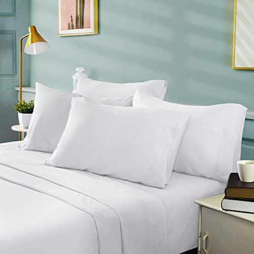 BYSURE King Size Sheets Set White - Super Soft Hotel Luxury Bed Sheets with Deep Pockets, 1800 Thread Count 100% Microfiber, Wrinkle & Fade Resistant BYSURE