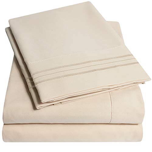 1500 Supreme Collection Queen Sheet Sets Beige Cream - Luxury Hotel Bed Sheets and Pillowcase Set for Queen Mattress - Extra Soft, Elastic Corner Straps, Deep Pocket Sheets, Queen Beige Cream Sweet Home Collection