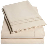 1500 Supreme Collection Queen Sheet Sets Beige Cream - Luxury Hotel Bed Sheets and Pillowcase Set for Queen Mattress - Extra Soft, Elastic Corner Straps, Deep Pocket Sheets, Queen Beige Cream Sweet Home Collection