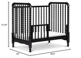 DaVinci Jenny Lind 3-in-1 Convertible Mini Crib in Ebony, Removable Wheels, Greenguard Gold Certified DaVinci
