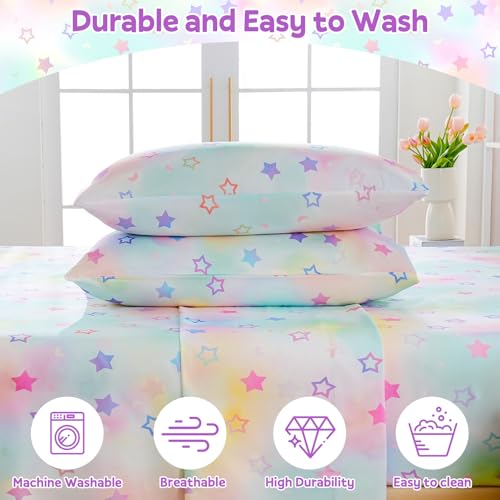 ChicView Queen Sheet Set Kids,4 Pieces Breathable Soft Microfiber Bedsheets for Child Boys Girls, Anti Pilling Deep Pockets Easy Care Bed Sheets, Stars ChicView