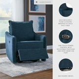 Signature Design by Ashley McBurg Contemporary Swivel Power Recliner with USB Ports, Blue Signature Design by Ashley