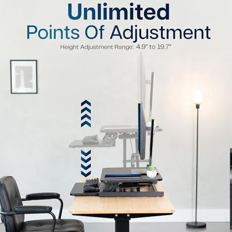 VIVO Height Adjustable 28 inch Stand Up Desk Converter, Quick Sit to Stand Tabletop Dual Monitor Riser Workstation, Black, DESK-V028S VIVO