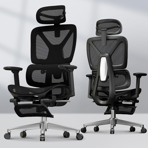FLEXISPOT ErgoX Premium Ergonomic Office Chair with Footrest- Adjustable 3D Armrests, Dynamic Lumbar Support, Recline & Tilt Function, Mesh Seat, for Home & Office Use,Black FLEXISPOT