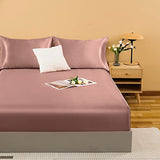 NSGZ Satin Fitted Sheet Full, Single Silky Fitted Sheet Only Soft Deep Pocket Bottom Bed Sheets, Wrinkle Free & Fade Resistant & Breathable Bottom Sheets- Champagne NSGZ