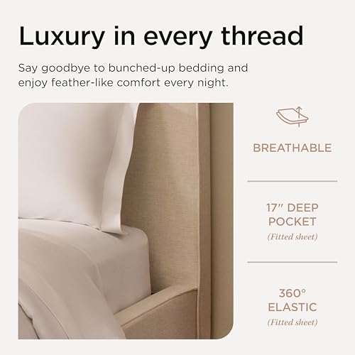Threadmill 100% American Supima Cotton Sheets King Size - 1000 Thread Count, 4Pc King Size Sheet Set, Smooth Sateen Sheet, Ultra Luxury Bed Sheet, 17" Deep Pocket King Sheet Set - White Sheets Threadmill