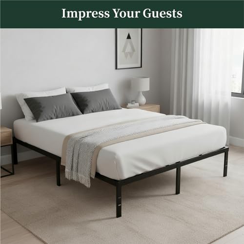 Queen Size Bed Frame, 14 Inch Metal Platform Bed Frames with Heavy Duty Steel Slat Support, No Box Spring Needed, Easy Assembly, Under Bed Storage SageNest
