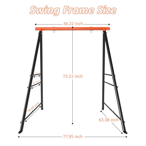 Swing Stand Frame, 550lbs Weight Capacity Swing Stand, Heavy Duty A-Frame Swing, Single Swing Frame for Yoga Hammock Saucer Baby Porch Swing(Swing NOT Included),Orange Fruyyzl
