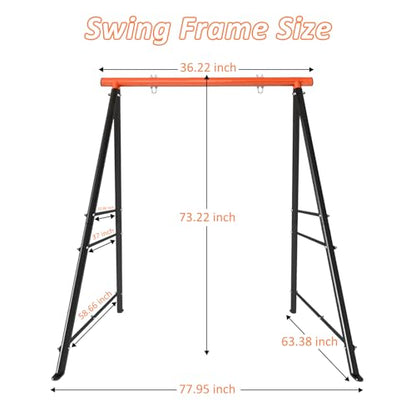 Swing Stand Frame, 550lbs Weight Capacity Swing Stand, Heavy Duty A-Frame Swing, Single Swing Frame for Yoga Hammock Saucer Baby Porch Swing(Swing NOT Included),Orange - WoodArtSupply