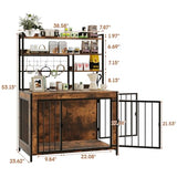 Halitaa 38.6" Dog Crate Furniture with Storage Shelves, Double Doors, Heavy Duty Dog Kennel Furniture for Large/Medium/Small Dogs, Wooden Dog Cage Pet House with Hooks, Rustic Brown Halitaa