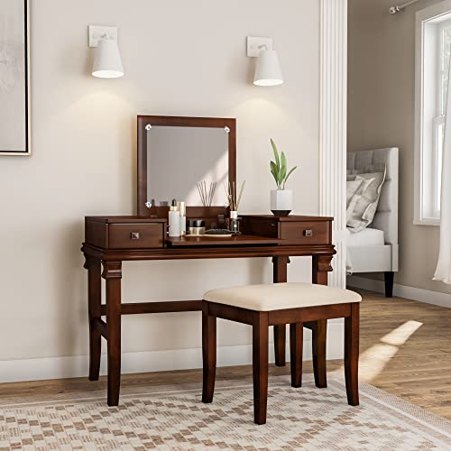 Linon Angela Walnut Vanity Set,30" x 36" x 18" Linon