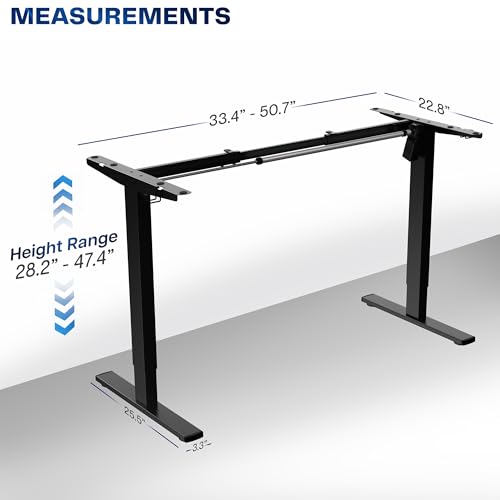 VIVO Electric Stand Up Desk Frame Workstation, Frame Only with 220 lbs Capacity, Brushless Motor Standing Height Adjustable Legs with Memory Controller, Black, DESK-V100EBY VIVO