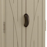 Suncast 22 Cubic Feet Capacity Tall Plastic Vertical Outdoor Shed for Garden, Backyard, Patio, or Pool Supplies Storage, Brown Suncast