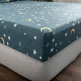 jejeloiu 4 Piece Star and Moon Bed Sheet Set King Size Universe Galaxy Fitted Sheet for Kids Boys Girls Outer Space Bedding Includes 1 Flat Sheet & 1 Sheet with 2 Pillowcases jejeloiu