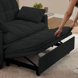 Portaforta Sleeper Sofa with Pull Out Couch Bed, 48" Convertible Pull-Out Sofa Bed Chair, 3-in-1 Futon Couch with Reclining Backrest and Side Pockets for Living Room Bedroom Apartment, Black Portaforta
