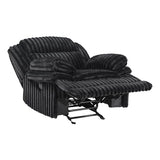 Lexicon Manual Glider Recliner Chair, Corduroy Manual Tab Pull Reclining Chair with Pillow Top Arms, Plush Cushions, Cozy Theater-Style Accent for Living Room/Bedroom, Easy Assembly, Black Lexicon