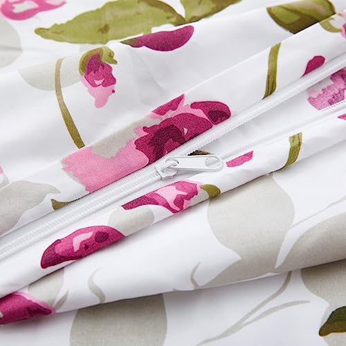 Marina Decoration Ultra Soft Silky Zipper Rich Printed Rayon Derived from Bamboo All Season 2 Pieces Duvet Cover Set with 1 Pillowcase, Pink Light Floral Pattern Twin/Single Size Marina Decoration