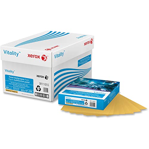 Xerox® Vitality Colors™ Multipurpose Printer Paper, Letter Paper Size, 20 Lb, 30% Recycled, Goldenrod, Ream Of 500 Sheets Xerox