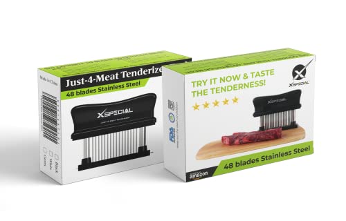 XSpecial Meat Tenderizer Tool 48 Blades Stainless Steel - Kitchen Cooking Gadgets Tools with Ultra Sharp Needle That Makes Steak & Chicken Tender - No More Hammer, Meat Pounder Or Mallet XSpecial