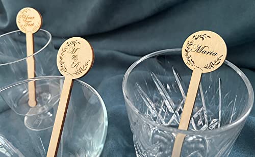 grr 100pcs Custom Wooden Stir Sticks for Wedding,Personalized Wooden Stir Sticks,Custom Engraved Coffee Stirrers,Wedding Decor (100 Pcs,15 CM) grr