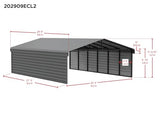 Arrow Carports Galvanized Steel Carport, with 2-Sided Enclosure, Compact Car Metal Carport Kit, 20' x 29' x 9', Charcoal ShelterLogic