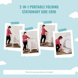 Dream On Me 2-In-1 Lightweight Folding Portable Stationary Side Crib In Natural, Greenguard Gold Certified, Baby Crib To Playpen, Folds Flat For Dream On Me