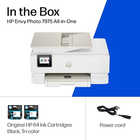 HP Envy Photo 7975 Wireless Color Inkjet Photo Printer, Print, scan, Copy, Easy Setup, Mobile Printing, Best-for-Home, 3 Month Instant Ink Trial Included, AI-Enabled (B63K3A) HP