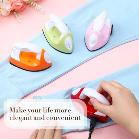 Zhehao 4 Pcs Mini Craft Iron Small Heat Press 3.39 x 2.36 x 2.56 Portable Heat Transfer Machine with Charging Base Accessories DIY Clothe Bead Patch Bag Hat Vinyl(Light Pink, Red, Green, Orange) Zhehao