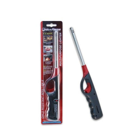 Click N Flame BBQ Kitchen Lighter Long Reach Lighter for All Occasion Candle Grill Stove Outdoor Camp Refillable Lighter - 3 Pack Click-n-Flame