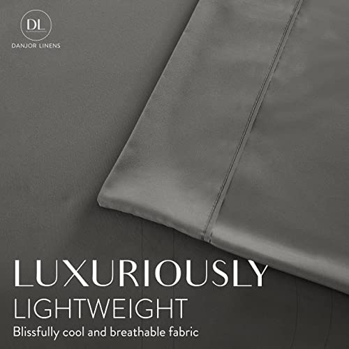 Danjor Linens Bed Sheet Set King Size for Hot Sleepers, Hotel Premium Sheets with 4 Pillowcases, Lightweight Brushed Microfiber Deep Pockets, Breathable Cooling 6 Piece Bedding Sets, Gray Danjor Linens