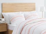 Bohemian Boho Chic White and Pink Macrame Tufted Tassel 3 pc. Full / Queen Size Bed Bedding Set Duvet Comforter Cover Sham Blush Pink Textured Minimalist Cotton Fringe Farmhouse Indie Neutral Rustic KB & Me
