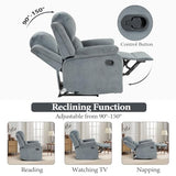EBELLO Classic Manual Recliner Chair, Soft Microfiber Recliner Sofa with Overstuffed Arms and Back Single Reclining Couch for Living Room, Bedroom, Grey