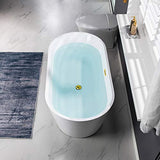 WOODBRIDGE 54" Acrylic Freestanding Bathtub Contemporary Soaking White Tub with Brushed Gold Overflow and Drain，BTA1702-BG WOODBRIDGE