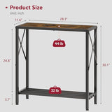 Tajsoon Console Table 28.3''L, 2 Tier Narrow Entryway Table with Open Shelves, Small Sofa Table for Living Room, Entrace, Hallway, Foyer, Corridor, Office, Rustic Brown Tajsoon