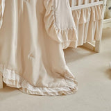 Lace Ruffle Crib Bedding Set 3 Pieces Baby Boho Lace Quilted Comforter with Fitted Sheet and Bed Skirt - Cute Ruffled Shabby Chic Baby Bedding Soft Blanket Design Pink UOZZI BEDDING