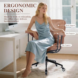 Home Office Desk Chair Retro Faux Leather Chair with Lumbar Support &Rubber Wheels, Mid Back Ergonomic Computer Chair Swivel Rolling Work Chair Coolka