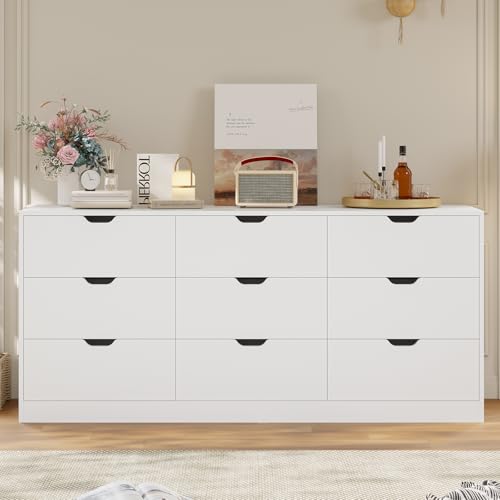 HAUOMS 9 Drawer Dresser for Bedroom, Large Black Chest of Drawers for Bedroom,Long Modern Dressers with Drawers for Living Room, Hallway HAUOMS