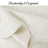 Cozy Line Home Fashions 100% Cotton Medallion Off White Matelasse Embossed Bedding Quilt Set, Reversible Lightweight Bedspread, Coverlet for All Season (Blantyre - Ivory, King - 3 piece) Cozy Line Home Fashions