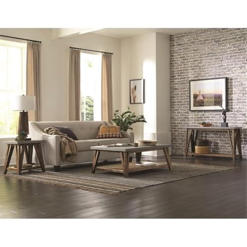 Brookside 52 in. Wide Console/Media Table, Industrial Design, Concrete-Coated Top, Solid Wood Base and Shelf, Functional Living Room Accent pc, Ideal for 32 in. TVs, 30 in. W x 15 in. D x 29 in. H Alaterre Furniture