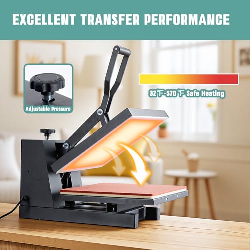OLIXIS Heat Press, 15x15 Heat Press Machine for T Shirts with LCD Display & Memory Mode, 1200W Heat Transfer Machine for Bags, Pillows, Aprons OLIXIS