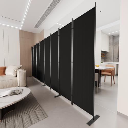 C-Hopetree 8 Panels Room Divider, 6 Ft Tall Indoor Folding Privacy Screen, Portable Partition Separator, Freestanding Separation Temporary Wall for Office, Bedroom, 160" W X 71" H, Black C-Hopetree