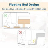 Dolonm Twin Size Floating Bed Frame, Modern Low Profile Platform Bed Frame, Floating Design Bed Slats Support, Noise Free, No Box Spring Needed, Easy Assembly, Walnut Dolonm