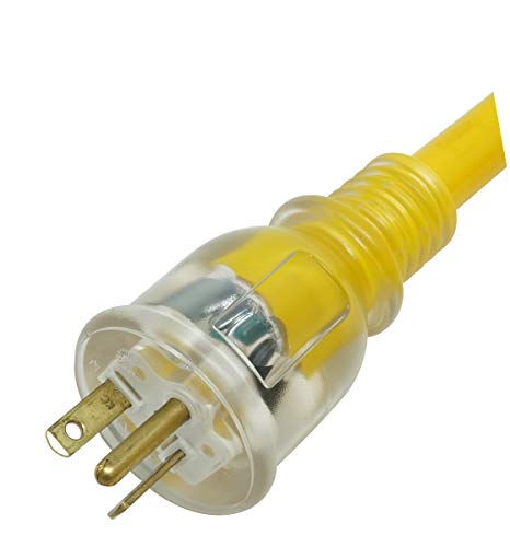 Yellow Jacket Extra Heavy Duty Extension Cord, 50Ft, 10 Gauge, 3 Conductor, Lighted End, Weather Resistant, SJTW, Yellow, 2991 Yellow Jacket